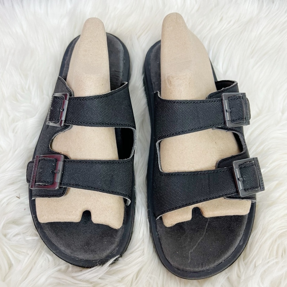 NWOB Steve Madden Men’s Black Flash Double Buckle Slip On Sandal